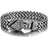 ATEIELLI Bracciale Uomo in Acciaio Inox Design Testa di Lupo Catena Franco 21cm/23cm JWB353