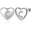 Jrêveinfini Cuore Orecchini Donna Argento 925, Lettera iniziale C Orecchini Bambina Ragazza Anallergici, Orecchini Piccoli Nichel Free Bimba Sposa Brillanti, Regalo Donna Compleanno Bambina