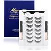 ValueBargain Ciglia finte magnetiche, 7 paia, 10 ciglia magnetiche, aspetto naturale, con eyeliner, per fai da te a casa, facili da applicare e comode per l'uso quotidiano