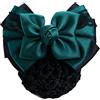 Upstore Copertura per panini per capelli da donna Net Snood Hairnet Bowknot Decor Satin Bow Barrette Clip per capelli francese Fiocco Nastro Accessori per capelli per Banche Hotel Restaurant Staff (verde)
