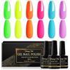 Shining She Smalto Semipermanente Unghie Neon,6 Colori Rosa Arancione Blu Verde Giallo Semipermanente Unghie Soak-Off UV,Adatto per Nail Art Femminile Di Famiglia,8ML