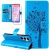 Dcjlbo Cover per Samsung Galaxy A37 5G Custodia in Pelle Portafoglio a Libro con Pellicola Vetro Temperato Porta Carte Motivo Flip Case Cuoio Antiurto Custodia-Blu