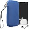 kwmobile Custodia in Neoprene con Zip per Smartphone M - 5,5 - Astuccio Portacellulare a Sacchetto con Cerniera - Borsa in blu baltico