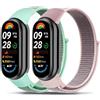 PaceBid Nylon Cinturino per Xiaomi Smart Band 10/9/Band 8, Elastico | [2 Pezzi] Sportivo Elastico Traspirante Adesivo Magico Donne Uomini Nylon Cinturino per Xiaomi Mi Band 9/8/10, Blu+Rosa