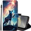 Lonrapa Cover per iPhone 16e Custodia in PU Pelle Portafoglio per iPhone 16e 2025 Fiori Colorati Motivo Bello a Libro Flip Caso con Magnetica TPU Antiurto Protettiva Cover - Lupo