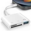 Fanoyo Lettore di schede SD per iPhone, 3 en 1 Adattatore iPhone per SD Card Reader, Adattatore iPhone per Lettore di Schede SD/TF/USB, Lettore di Schede di Memoria SD per i-Phone 15 14 13 12 13 11 X XS