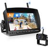 URVOLAX Retrocamera Wireless con Rilevamento AI e Allarme Acustico, Telecamera Posteriore con Monitor, 7 FHD 1080P Kit Sistema di Parcheggio Impermeabile per Camper, Roulotte, Furgoni e Rimorchi