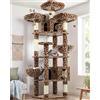 Globlazer Tiragraffi per Gatti Leopardo XXL 209 cm con 3 Trespoli Imbottiti, 2 Grotte, Grandi Piattaforma, 2 Cestini, Giocattoli Peluche, Lusso Tiragraffi per 3-5 Gatti Interno (F82, Leopardo)