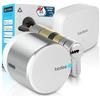tedee GO2 Alu - Serratura intelligente con WiFi e Bluetooth, kit elettronico con cilindro Exxo Smart 31-62/31-62 mm e Bridge, per accesso remoto e sblocco automatico, compatibile con Alexa e Google