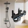 STANEW Colonna Doccia Nero Grigio Titanio Con Testa Quadrata - Display a LED-Colonna Doccia 4 Modalità e Altezza Regolabile - Testa, Getto, Rubinetto e Soffione Doccia