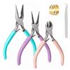 Qzakce Pinze per Creazione Gioielli 3 Pezzi Pinze a Naso Rotondo/Catena/Tagliafili con Apri Anelli a Molla e Pinzette per Riparazione e Creazione di Bigiotteria