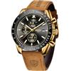 NIBOSI Orologi da uomo analogico al quarzo cronografo impermeabile data luminosa oro rosa argento orologio da polso uomo moda casual orologi per uomini classico elegante regalo in pelle oro nero