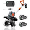TaskStar Motozappa A Batteria, Motozappa Elettrica con Batteria 4000 mAh, Coltivatore Elettrico 360 RPM con 48 Denti in Acciaio, Larghezza 25 cm e Profondità 18 cm, Ideale per Smuovere e Compostare
