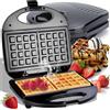 Retoo Piastra per waffle tradizionale per 2 waffle belghe 750 Watt di potenza, 22,5 x 22,5 cm, classica piastra per waffle compatta dal design sottile, piastre a doppia waffle da 220 V, nero
