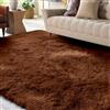 XSIVOD Tappeto Salotto 140x200 Tappeto Camera da Letto Moderno e Morbido per Soggiorno a Pelo Alte Lavabile Fluffy Uni Effetto Pelliccia Senza Tempo Elegante Antiscivolo Facile da Pulire, Marrone