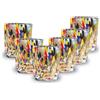 Gocce di Murano Set 6 Bicchieri Liquore Shot Pioggia Arcobaleno Lavorati a Mano Secondo la Tradizione degli Artigiani di Murano Colorati Confezione Bicchierini Eleganti e Preziosi Made in Italy