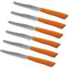 Tredoni 6 Coltelli da Cucina - 11cm Acciaio Inossidabile Italiano Coltello Posate da Verdure/Bistecca/Tavola Seghettato, Punta Arrotondata (Arancione)