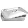 Steel Pan SP711160, Piatto da forno, Piatto per gratinati, Teglia rettangolare con coperchio, Rivestimento antiaderente, Senza PFAS, 25 x 19 cm, Tutto Inox, Made in Italy