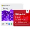 Microsoft 365 Family + McAfee Total Protection - 1 Anno | Aggiornamenti inclusi
