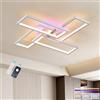 ZAITINZ Plafoniera LED Soffitto Bianca,Telecomando e APP,Lampadario Camera da Letto Moderno 50W 3000LM Dimmabile 3000-6000K,Design 4 Rettangoli,Lampadario LED Soffitto per Soggiorno e Cucina,66x66cm