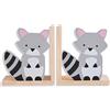Nacnic Set di due fermalibri in legno con design di procione. Leggio antiscivolo per scaffale. Decorazione della camera dei bambini.