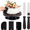 GOEDCH Vassoio Girevole Per Torta Da 27 Cm Con 2 Spatole Per Gelato E 3 Spatole Per Impasto, Supporto Girevole Per Pasticceria E Decorazione Di Torte