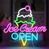 UExnkj-Y Insegna al Neon del Gelato Insegna al Neon LED Ice Cream USB Dimmerabile Open Neon Sign per Gelateria, Dessert, Snack Bar, Caffetteria, Negozio, Club