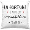 Vulfire Fratello Federa per Cuscino Personalizzato Con Frase Dedica Fortuna Regalo uomo compleanno originale Idee Regali per lui per lei - senza Imbottitura (40_x_40_cm, Fratello)