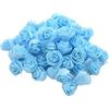 XIZHI Mini rose finte fiori artificiali, 100 pezzi, 3,5 cm, testa di rosa in schiuma rossa, per fai da te, accessori fai da te, decorazioni per la casa, feste e baby shower (azzurro cielo)