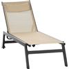 Outsunny Lettino prendisole in alluminio e textilene con ruote e poggiatesta schienale regolabile kaki