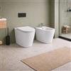 Azzurra Ceramica Coppia Sanitari WC da Terra e Bidet Collezione Forma Ceramica Bianca con Sedile Incluso ,