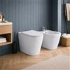 Azzurra Ceramica Coppia Sanitari WC da Terra e Bidet Collezione Build Ceramica Bianca con Sedile Incluso ,