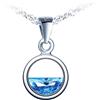 MICMIF Collana con Ciondolo Cerchio da Donna Argento 925 con Cristallo Azzurro, Collana Linea del Livello del Mare Argento Gioielli Regalo per Donna Ragazze