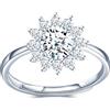 MICMIF Anello con Girasole Donna Argento 925 Regolabile Anello di Fidanzamento con Zirconia Cubica, Anelli Anniversario con Diamante Zirconi Anello Promessa di Matrimonio Sposa Gioielli