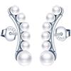 MICMIF Orecchini a Perno Curvo con Perle in Argento 925, Orecchini Piercing Cartilagine da Donna Orecchini Perle Orecchini da Scalatore Ipoallergenico Gioielli per Donna Ragazze