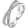 Suplight Anello Intrecciato Argento 925 per Fidanzamento - Semplice Zirconia, Misura 19 - Regalo per Donna e Ragazza