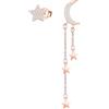 MICMIF Orecchini Asimmetrici con Stella e Luna in Argento 925, Orecchini Oro Rosa Orecchini Pendenti Luna Stella con Zirconi Ipoallergenico Gioielli per Donna Ragazze