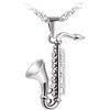 MICMIF Collana con Ciondolo a Forma di Sassofono in Argento 925, Collana Pendente Strumento Musicale, Regalo Gioielli per Amante del jazz, Studente o Insegnante di Musica