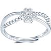 MICMIF Anello Quadrifoglio Argento 925 per Donna, Anello Quadrifoglio con Zircone, Anello Regolabile Fedine Fidanzamento Anelli Anniversario Matrimonio Promessa Gioielli Regalo per Donna Ragazze