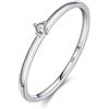 Bellitia Jewelry Anello Solitario di Fidanzamento Donna in Argento Sterling 925 Placcato Rodio/Oro, Anello Anniversario Matrimonio Promessa con Diamante Simulato Moissanite, Taglio Rotonto