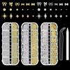 Sularpek 3 Scatole di Ciondoli per Unghie, 36 Tipi in Oro e Argento, con Fiocchi, Stelle, Perle e Pinzette, per Nail Art e Decorazione Fai da Te
