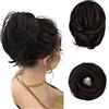 BARSDAR Lisci Chignon Finto per Capelli, Corto Lisci Coda di Cavallo Chignon Capelli Estensione Elastico Sintetica Spessi Updo Bun Posticci Coda Cavallo per Donne - Marrone Scuro