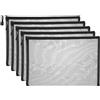 PATIKIL Borse di File A4, 5Pz Sacchetti Portadocumenti con Cerniera, Tasca Portaoggetti Zip in Plastica per Organizzare Documenti, Perline, Ufficio, Forniture Casa, 34x24cm, Nero