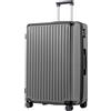 COOLIFE valigia trolley valigia rigida valigia trolley da viaggio realizzata in materiale ABS con lucchetto TSA maniglia telescopica e 4 ruote gemellari (Grigio, 77cm)