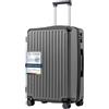 COOLIFE valigia trolley valigia rigida valigia trolley da viaggio realizzata in materiale ABS con lucchetto TSA maniglia telescopica e 4 ruote gemellari (Grigio, 67cm)
