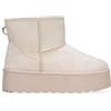 BOSANOVA Stivaletti in stile australiano realizzati con canna media da 12 cm, dettaglio logo, fodera in pelliccia e suola con plateau da 4,5 cm. Senza chiusura. Scarpe da donna, beige, 38 EU