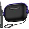 R-fun Custodia compatibile con Apple Airpods Pro (2023/2022/2019, 2a/1a generazione), cavo USB-C/Lightning, custodia per cuffie musicali con blocco di sicurezza e kit di pulizia,Nero/Viola