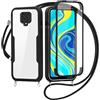 FERLAN Cover per Redmi Note 9S/Note 9 Pro con Cordino, 360 Gradi Antiurto Custodia con Protezione Schermo Integrata Trasparente Rugged TPU Bumper Doppia Protettiva Cover per Redmi Note 9S/Note 9 Pro-Nero