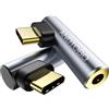 ANDTOBO Adattatore Audio da USB C a 3,5mm, 2 Pack Adattatore USB Tipo C a 3,5mm per Cuffie 90 Gradi Adattatore con DAC Chip Per iPhone 16/15 Plus Pro Max, iPad Pro Air, Galaxy S23/S22/S21 Ultra, Pixel