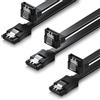 deleyCON 3x 50cm Cavo SATA III S-ATA 3 Dati per SSD HDD Disco 6 GBit/s Cavo Collegamento Connessione - 1x Connettore Dritto 1x 90° L-Type - Nero